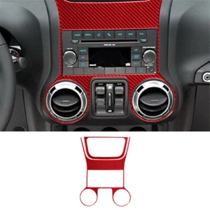 For Jeep Wrangler JK 2011-2017 Central Control Radio Trim Cover Carbon Fiber Red - Picture 1 of 12