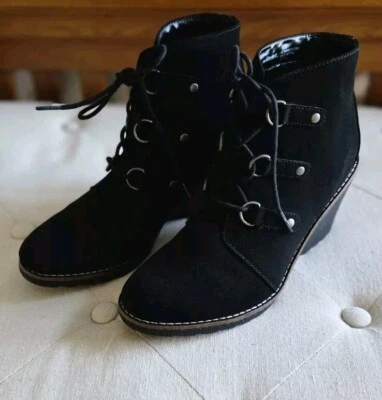 White Mountain Faux Suede Black Tie Up Ankle Booties-Size 10-Never Worn - Image 1 of 4