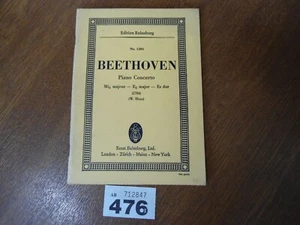No.1281 BEETHOVEN Piano Concerto in E Major - Edition EULENBURG Orchestra Score - Picture 1 of 14