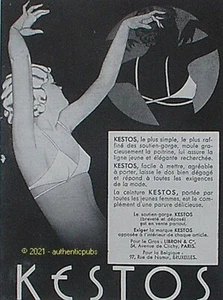 PUBLICITE KESTOS SOUTIEN GORGE LINGERIE DE 1933 FRENCH AD PUB RARE PIN UP - Picture 1 of 1