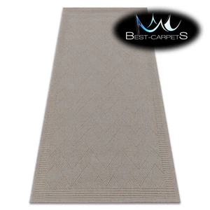 Modern 100% natural WOOL flat-woven Rug "VILLA" ZIGZAG dark beige easy to clean - Picture 1 of 11