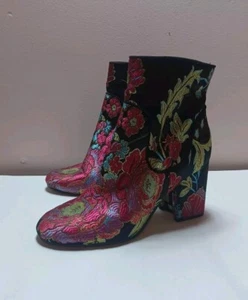 Botines Marc Fisher Floral Cremallera Tacón Bloque Suela de Cuero Talla 9.5M - Imagen 1 de 16