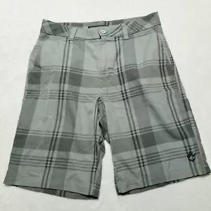 RUSTY Shorts Mens Sz 32 Gray Plaid Chino Flat Front Skateboard Casual Pockets - Picture 1 of 7