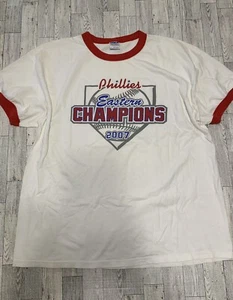 Philadelphia Phillies 2007 Eastern Champs Ringer T-Shirt Size XL Preowned - Picture 1 of 8