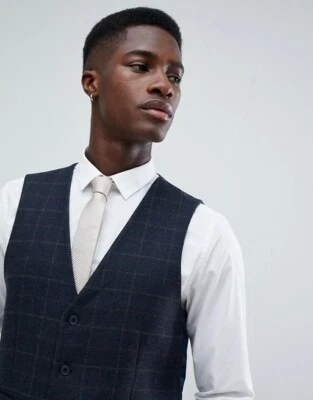 Chaleco Traje Heritage French Connection Tweed/Lana/Cuadrado Calce Ajustado - 38 Foto 1 de 4