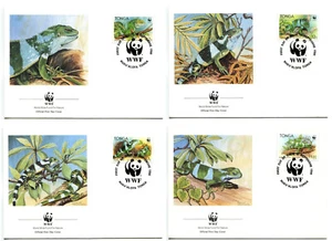 WWF E91 Tonga 4 FDC 1990 Reptiles - Banded iguana - Picture 1 of 1