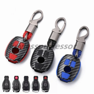 Carbon Fiber Silicone Smart Key Fob Cover for Mercedes Benz AMG C E S GL Class Foto 1 de 4