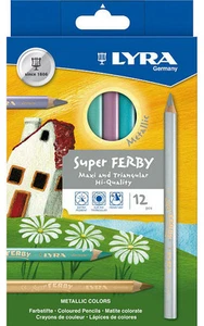 12 Lyra METALLIC Super Ferby dicke Farbstifte Buntstifte Tri Jumbo Silber + Gold - Bild 1 von 1