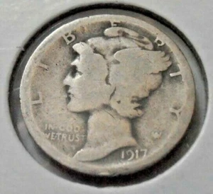 1917 S Mercury Silver Dime, (17SAC4) - Picture 1 of 5