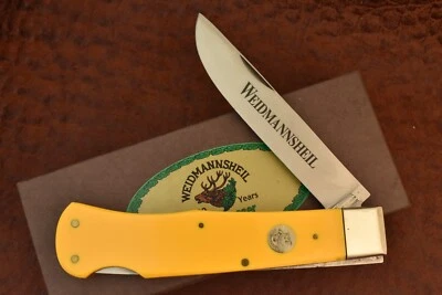 CUCHILLO TRAMPERO WEIDMANNSHEIL SOLINGEN ALEMANIA JUMBO AMARILLO LOCKBACK BONITO (23192) Foto 1 de 4