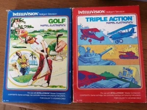 LOT DE 2 JEUX MATTEL INTELLIVISION GOLF & TRIPLE ACTION EN BOITES COMPLETS - Imagen 1 de 19