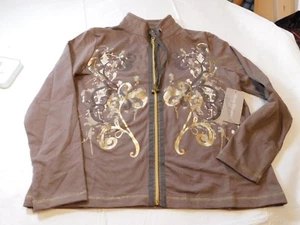 Allyson Whitmore Weekend Womens Size S small Long Sleeve Zip Up Jacket Brown NWT - Picture 1 of 3