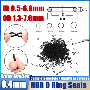 Metrische Nitrilkautschuk NBR O-Ring Dichtungen 0,4 mm Querschnitt ID 0,5 mm - 6,8 mm - Bild 1 von 35