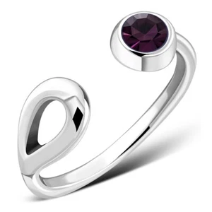 Sterling Silver Toe Ring Amethyst Cubic Zirconia Hand Polished SMALL SMALL - Picture 1 of 5