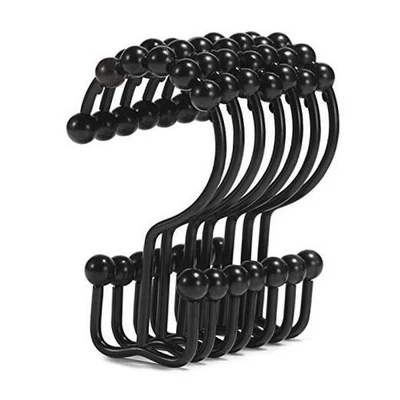 Shower Curtain Hooks,  Shower Curtain Rings, Stainless Steel Shower Black - Image 1 of 4