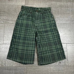 Pantaloncini corti vintage Levi’s 580 larghi a quadri bambini taglia 10 slim verde check made in USA - Foto 1 di 7