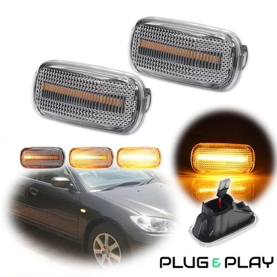Luces LED laterales transparentes ámbar secuencial LED para Honda Civic Acura RSX Integra Foto 1 de 4