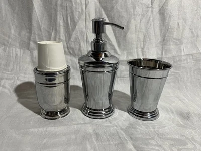 Set of 3 Schwerin Tatara Group Chrome Bathroom Accessories Cups Soap Dispenser - Image 1 of 4