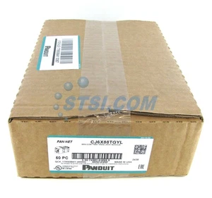 (CAJA DE 50) Panduit CJ6X88TGYL Cat6a 10 Gig Mini-Com Jack, Amarillo ~STSI - Imagen 1 de 4
