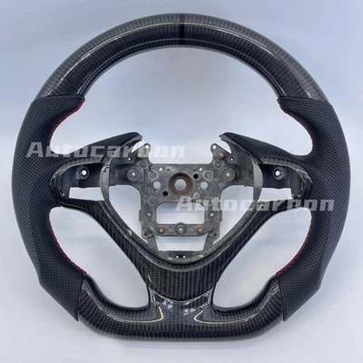 Black Carbon Fiber Perforated leather Steering Wheel Fit for Acura TSX 2009-2014 - Image 1 of 4