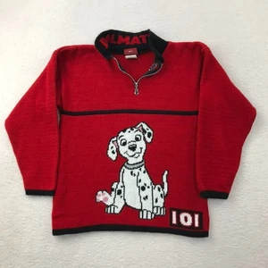 Vintage 101 Dalmations Sweater Youth Girls Large Red Knit Red 1/4 Zip Disney 90s - Picture 1 of 10