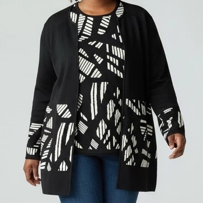 Calvin Klein Negro Grueso Tejido Cárdigan y Tanque Conjunto 2 Piezas Mujer 1X Pesado Foto 1 de 4