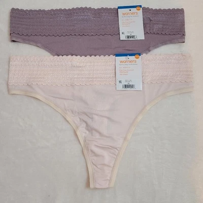 Bragas de tanga Warners 2pk de microfibra suave y encaje talla XL Foto 1 de 4