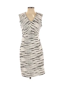 EUC Vince Camuto Size 4 Black White Abstract Stripe Vneck Sheath Dress Career - Picture 1 of 2