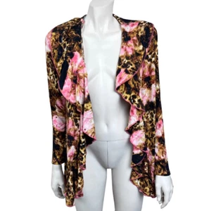 Womens Gramercy 22 XS Mixed Print Open Cardigan Ruffle Animal Floral NWOT - Imagen 1 de 6