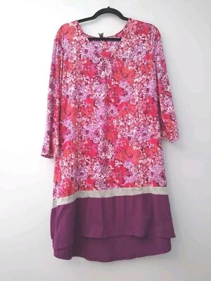 Jockey Women's XL Nightgown V Neck 3/4 Sleeve Multicolored Floral Print  - Image 1 of 4