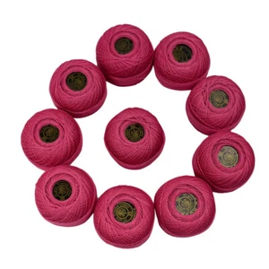 Hermosas bolas bordadas a mano con hilos de ganchillo rosa roja para hacer rollos de algodón - Imagen 1 de 5