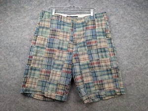 Nautica Shorts Mens 36 Multicolor Madras Plaid Patchwork Relaxed Fit Clipper - Picture 1 of 11