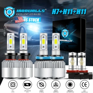 6x Bulbs Kit H7+H11+H11 LED Headlight Combo High Low Beam Fog Light 6000K White - Foto 1 di 12