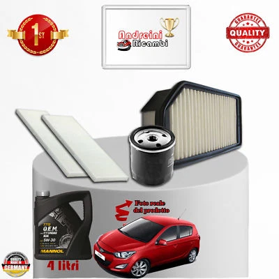 KIT TAGLIANDO FILTRI + OLIO X HYUNDAI i20 1.2 57KW 78CV DAL 2009 ->