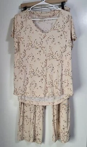 SOMA Cool Nights Women's SZ LG Pajama Set Short Sleeve V Neck Pants Sleepwear - Picture 1 of 9