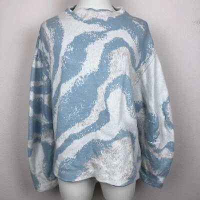 Suéter Anthropologie Sleeping On Snow para mujer mediano lana cachemir mármol azul Foto 1 de 4