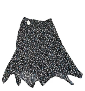 Cato JM Sportswear Womens A Line Skirt Black Size L Asymmetrical Floral Pull On - Picture 1 of 9