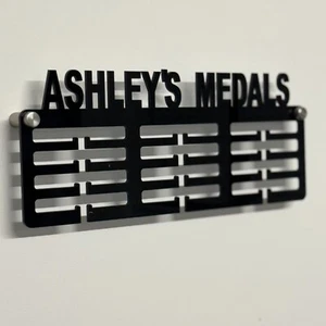 Personalised Acrylic Medal Holder - Custom Name Wall Mounted Display Rack - Picture 1 of 11