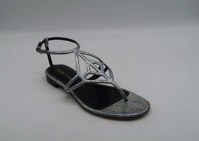 $650 Sergio Rossi Donna Scarpe Glitter Thong Women's Sandal US 5.5  IT 35.5 NEW - Image 1 of 4