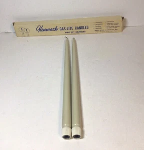 Kenmark Gas Lite Candles 15 Inch Beige Metal 2 Candles Wear Ever Aluminum Vtg - Picture 1 of 12