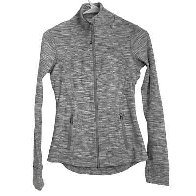 Chaqueta Lululemon Define Talla 4 S Usada en Excelente Condición 6493 Cremallera Completa Atlética Gris Espacial Blanco Foto 1 de 4
