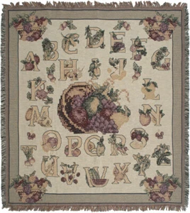 Alphabet Needlepoint Tapestry Throw Blanket Handmade Decorative Wall Hanging Art - Picture 1 of 2