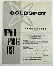 1963 Coldspot Refrigerator Repair Parts List  106.W16E Sears & Roebuck Service