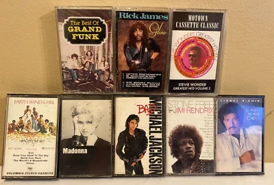 HUGE 8 R&B (Jimi Hendrix, Rick James, Madonna, Jackson,etc) CASSETTE Tape BUNDLE - Image 1 of 4