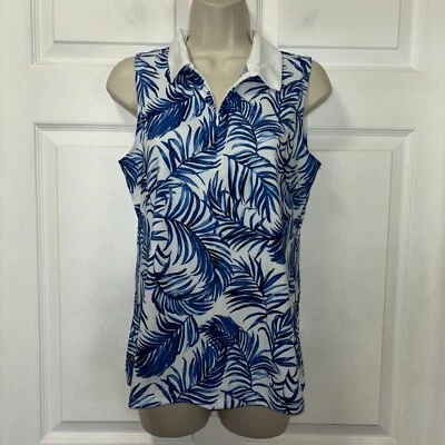 Nuevo con etiquetas Top de Golf Tommy Bahama Azul Palmeras de Mar Sin Mangas Talla M Cuello Mediano UPF 50 Foto 1 de 4