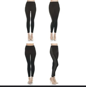 CRYSTAL STUDDED BLACK STUD BLING BIKER LEGGINGS PANTS S USA - Picture 1 of 3