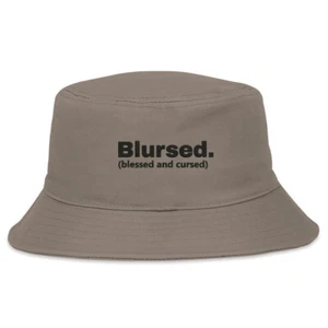 Blursed Funny Blessed And Cursed Embroidered Bucket Hat Premium Quality - Picture 1 of 3