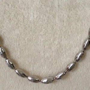 Vtg Napier Nugget Chain Necklace Silver Tone 30" Charleston Rice Bead - Picture 1 of 8