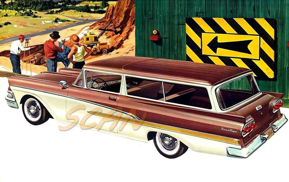 1958 Ford Ranch Wagon Illustration showroom Wall print 12 x 19 Giclee print - Image 1 of 1