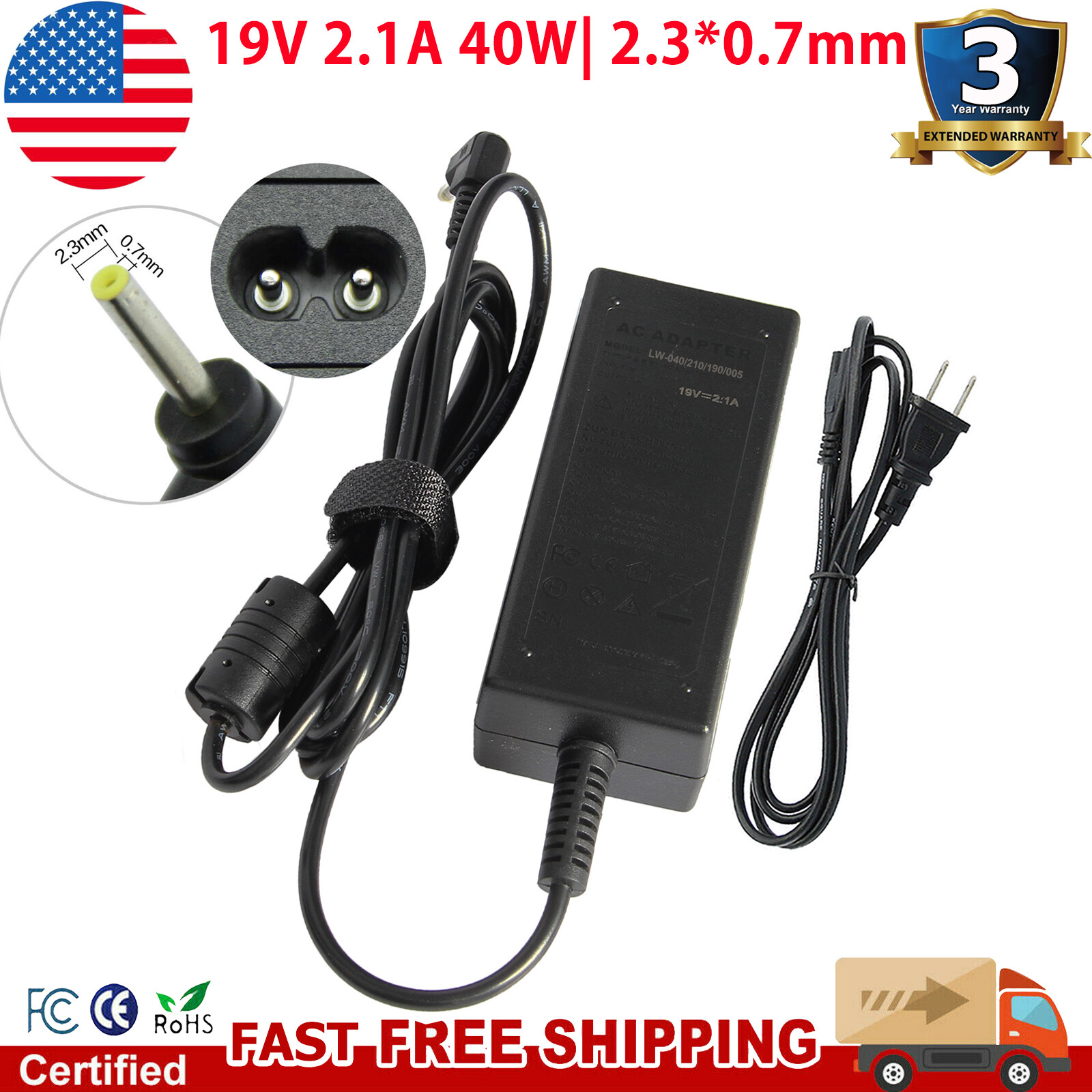 For Asus Eee Pc 1005pe 1005 1005ha 1005hab 1001pxd 1005p 40w Ac Adapter Charger Ebay
